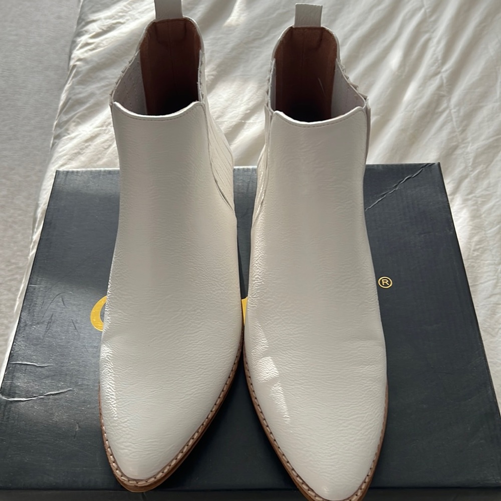 White cowboy ankle booty